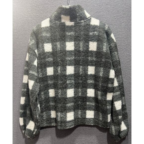 Vinatge Loft Women Snap 1/4 Button Collar Sherpa Sweater Black/White Size M NWOT - Picture 5 of 11